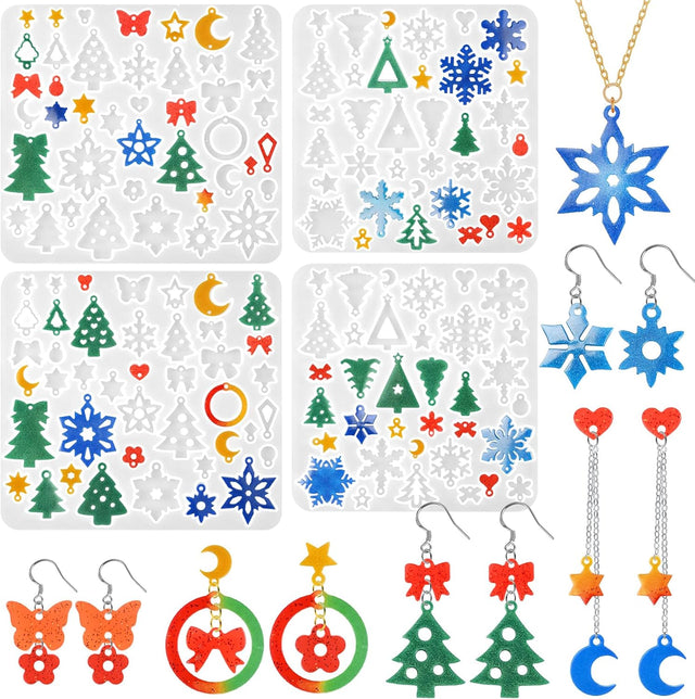 Christmas Resin Earring Molds - set of 4