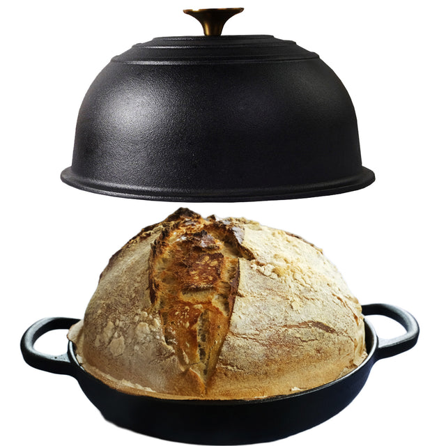Cast Iron Bread Pan, Sour Dough Artisan Bread Oven – Round 26 cm, 6.25 L (6.6 qt) – Boule Pan with a Deep Lid for Steam Baking