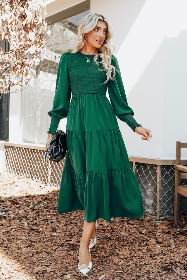 Anastasia Smocked Long Sleeve Maxi Dress