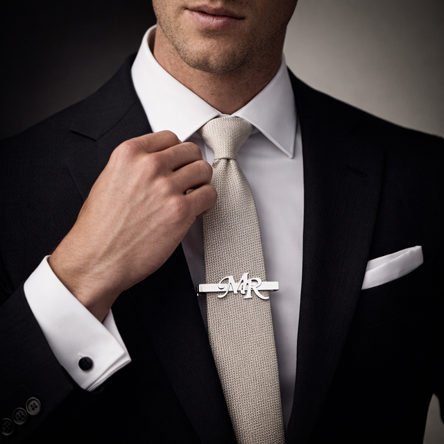 Custom Name Initials Tie Clips