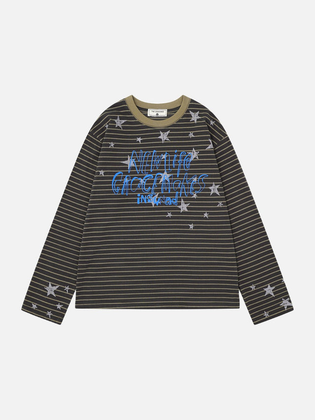 Starry Handwritten Graphic Long-Sleeve Shirt