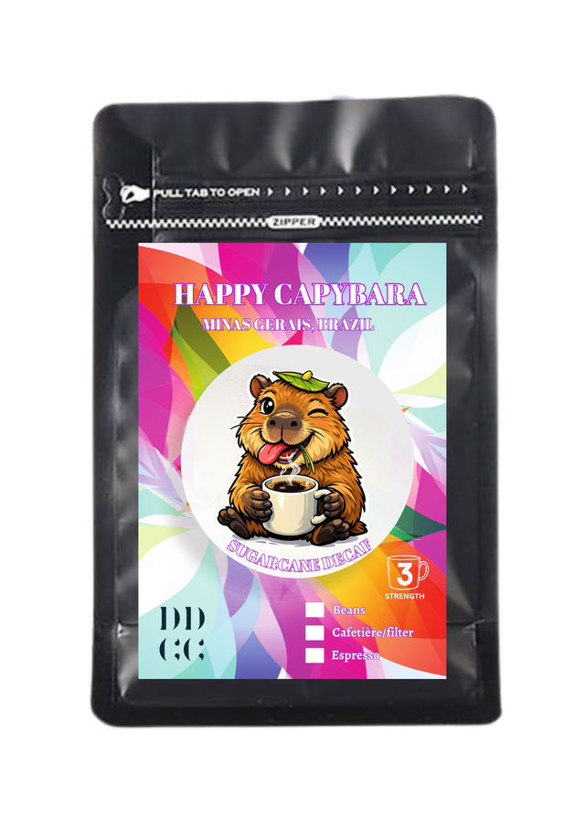 Brazilian Happy Capybara Decaffeinated Coffee - Sugarcane Decaf Coffee Process - Strength 3.5