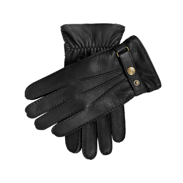 Men's Handsewn Three-Point Wool and Cashmere Blend-Lined Deerskin Leather Gloves