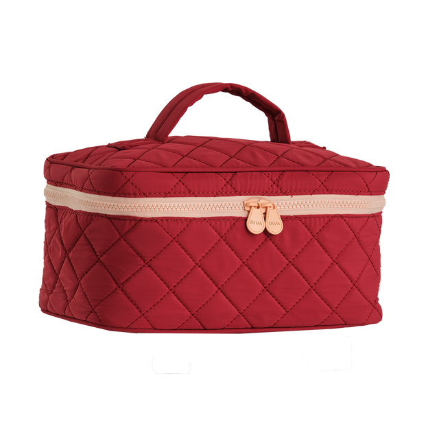 Burgundy Quilted Train Case