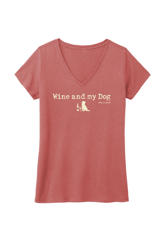 T-shirt: Wine and my Dog (Women, Blush Frost)