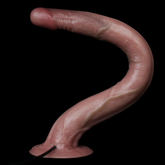 Deep Brown Long Dildo with Live Camera — Dark Skin Tone Endoscope Exploration Shaft, 3MP HD, 8-LED, App-Connected, IP68 Waterproof & Suction Cup in Platinum Sil