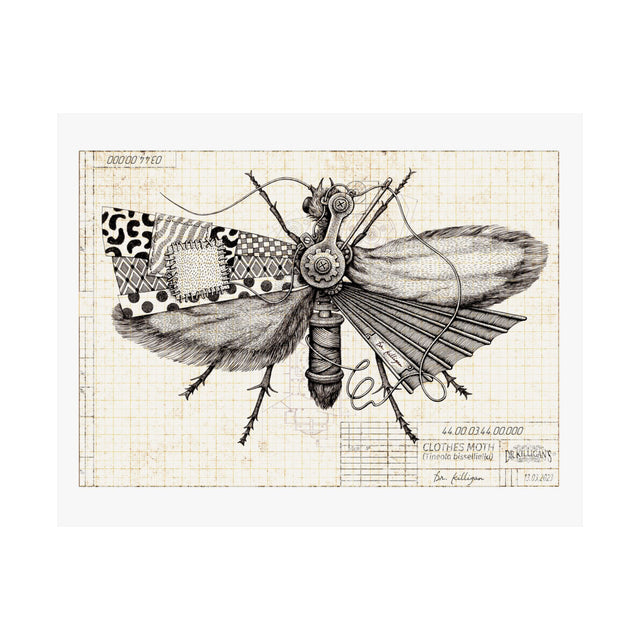 Vintage Clothing Moth Poster — Matte Horizontal Art Print