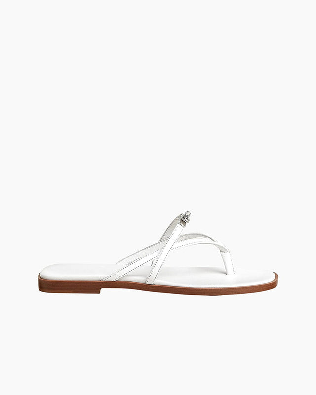 Women's Island Vacation Minimalist Lock Leather Flip-Flops