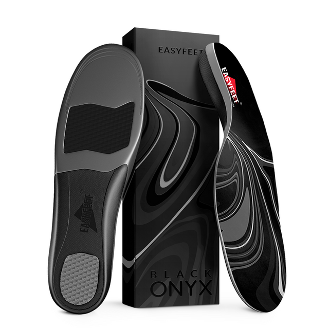 EASYFEET Black Onyx - Premium Firm Arch Support Insoles for Daily Wear (High Arch)