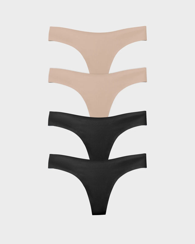 Nude and Black Thong 4-Pack
