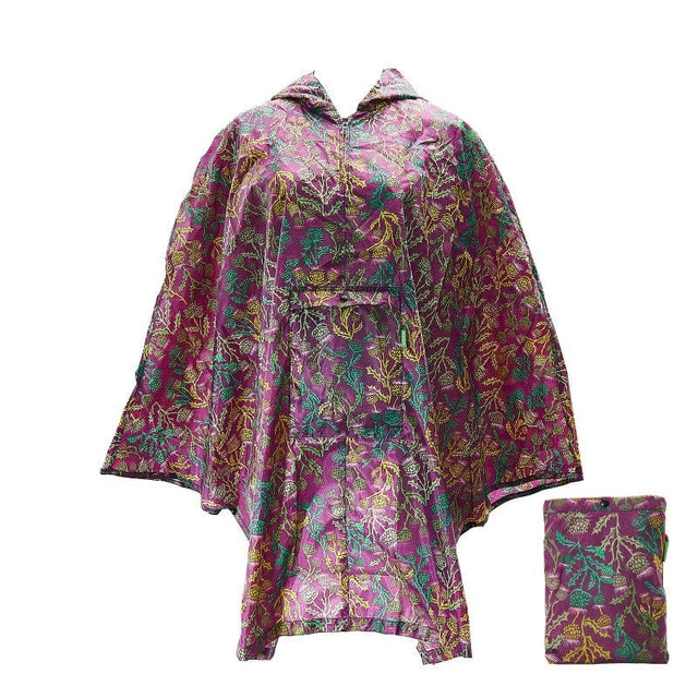 Eco Chic Waterproof Foldable Adult Poncho Thistle