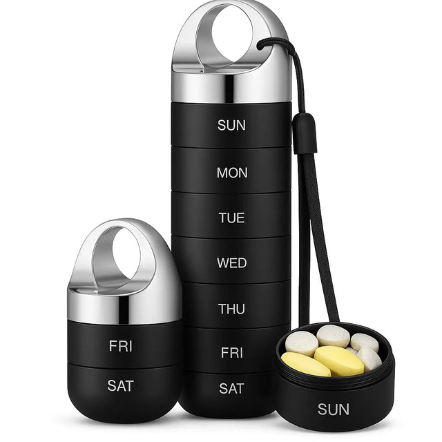 Travel Pill Organizer with 7 Compartments