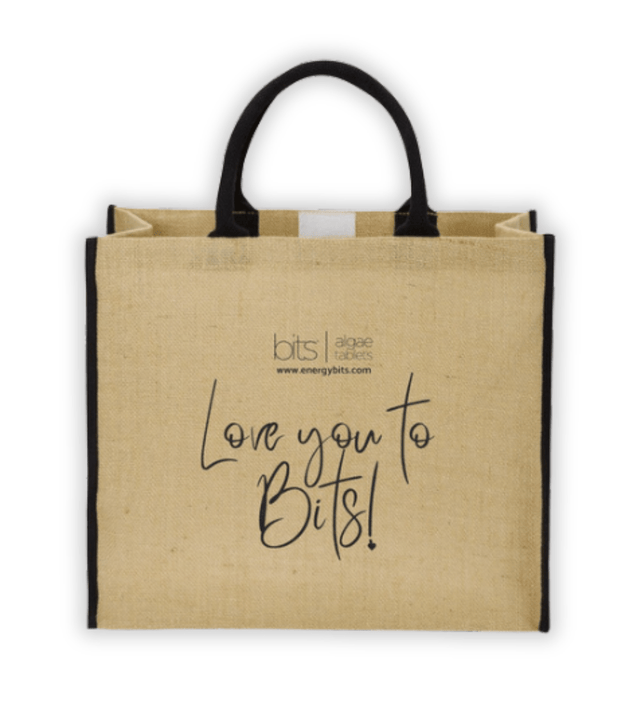 LOVE YOU TO BITS - Jute Tote (Brown/Black)