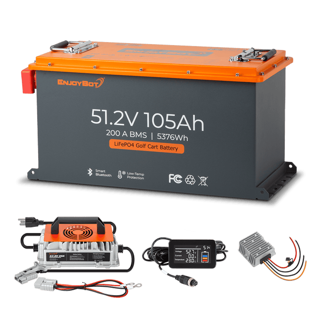 Enjoybot 48V (51.2V) 105AH Lithium Golf Cart Battery Conversion Kit with Bluetooth, 200A BMS, All-in-one Kit