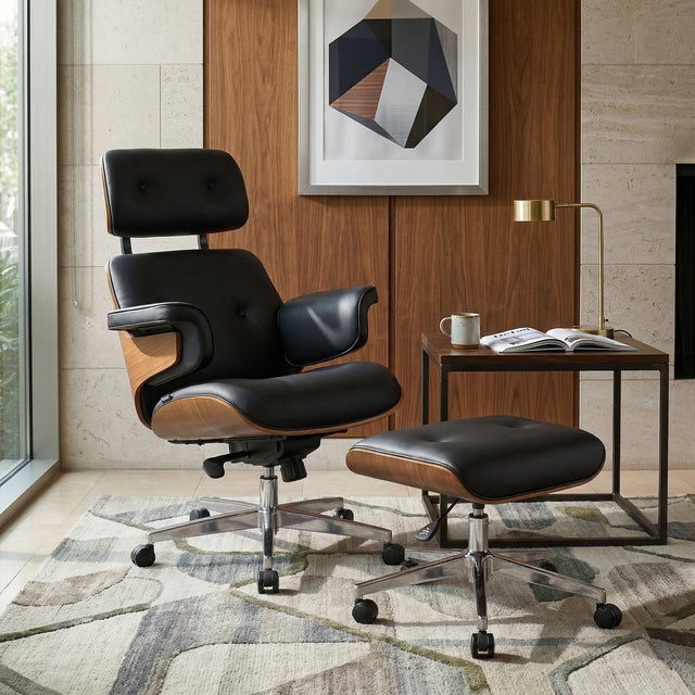 Mathias Leather Executive Chair with Ottoman
