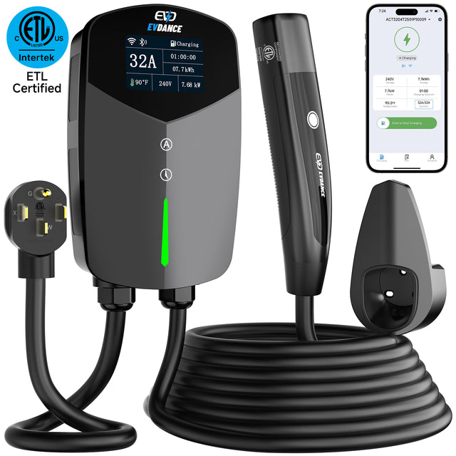 EVDANCE Home Level 2 EV Charger NEMA 14-50 NACS Tesla Wall-mounted Plug In-32A | ETL Certification