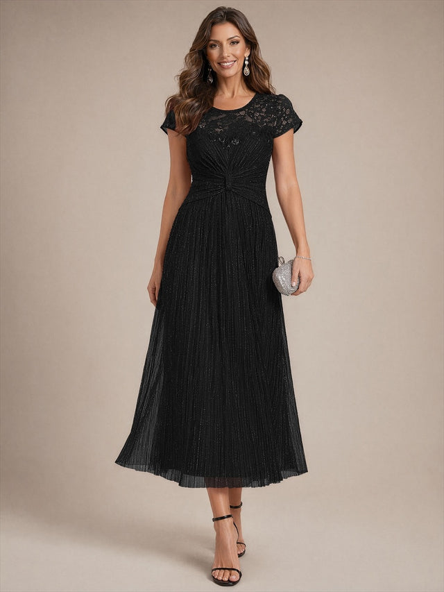 Tulle Cap Sleeve A-Line Wedding Guest Dress