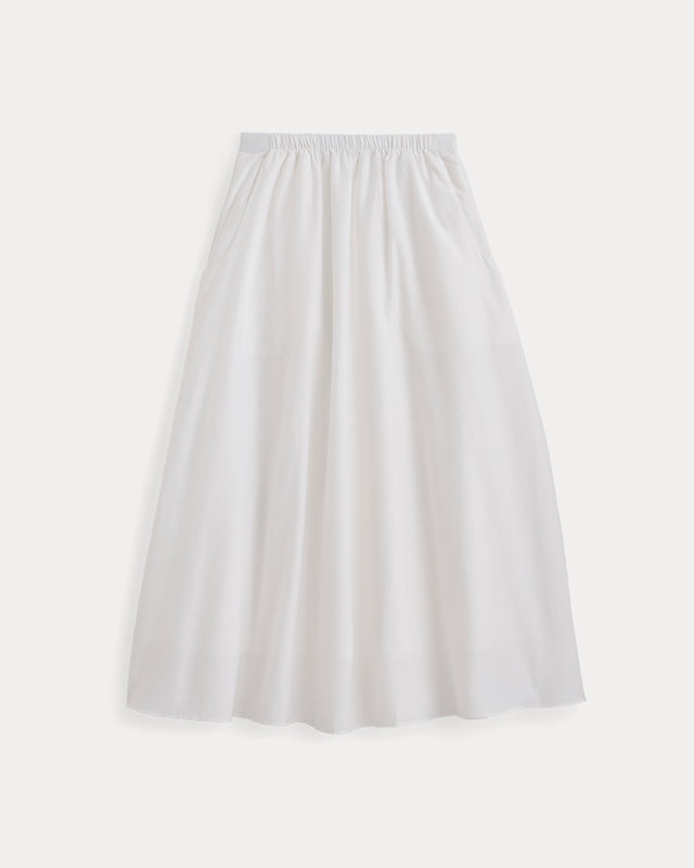 Pull-On Maxi Skirt in Cotton Silk | White
