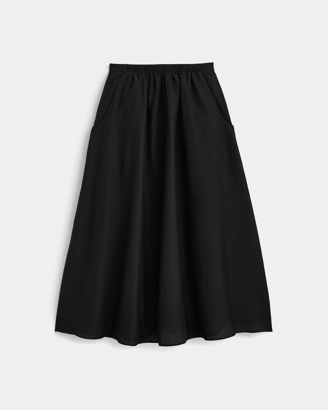 Pull-On Maxi Skirt in Cotton Silk | Black