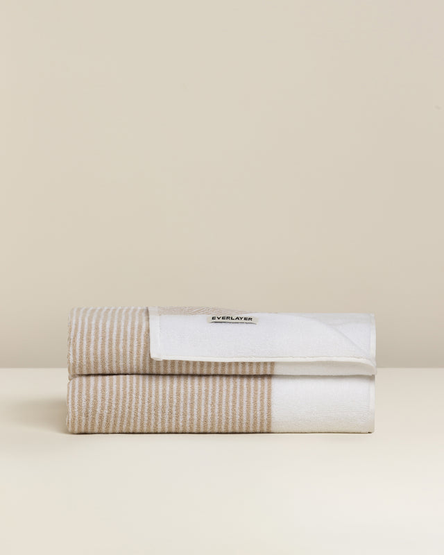 🎁 Sani: Soft Cotton Dual Tone Stripe Towel (100% off)