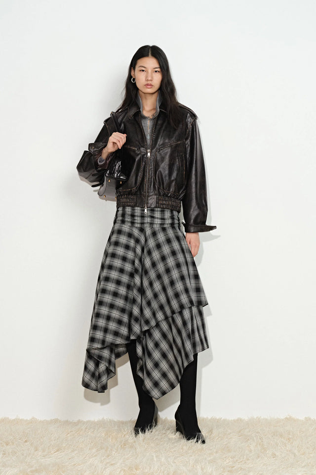 Aviana Vintage Cropped Jacket in Washed Faux Leather