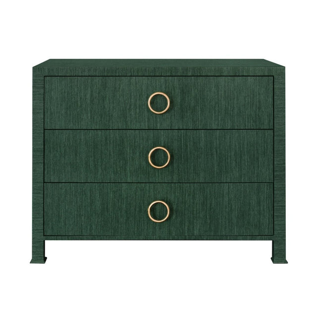 Getty Three Drawer Chest in Dyed Green Grasscloth by Worlds Away