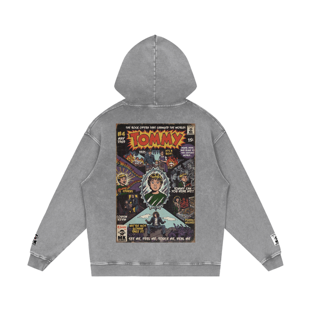 Tommy - Snow Washed Loose Cotton Hoodie