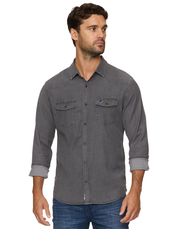 KANSAS STATE SACRAMENTO STRETCH CHAMBRAY WESTERN SHIRT