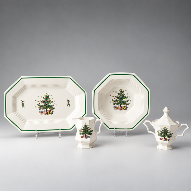 Nikko "Christmastime" 4-Piece Serving Set, Japan, 1979–2014