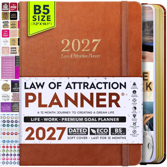 Jan - Dec 2027 Dated Deluxe LOA 12 Month Planner (B5 size: 7.5 x 10 inches) Classic Covers