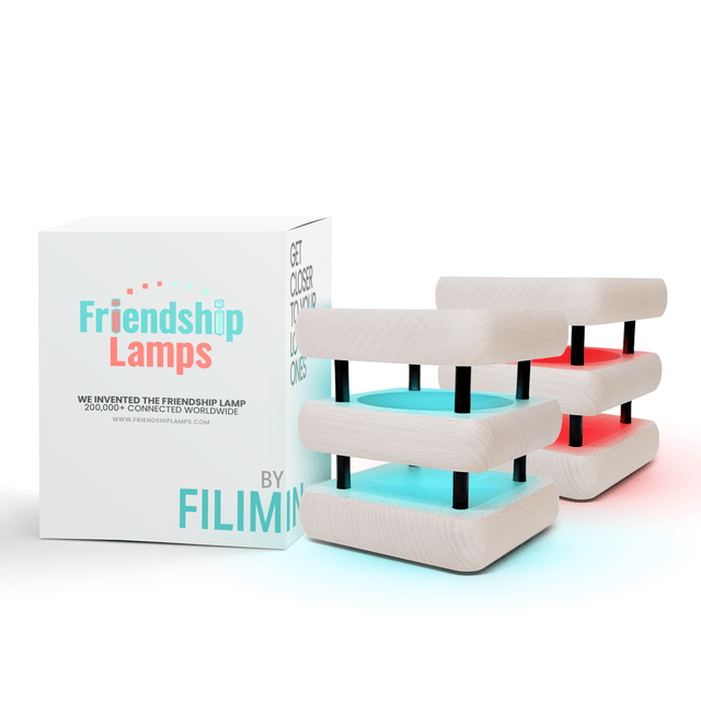 Mini Square Mid-Century White & Black Friendship Lamp – Compact Retro Wi-Fi Touch Lamp
