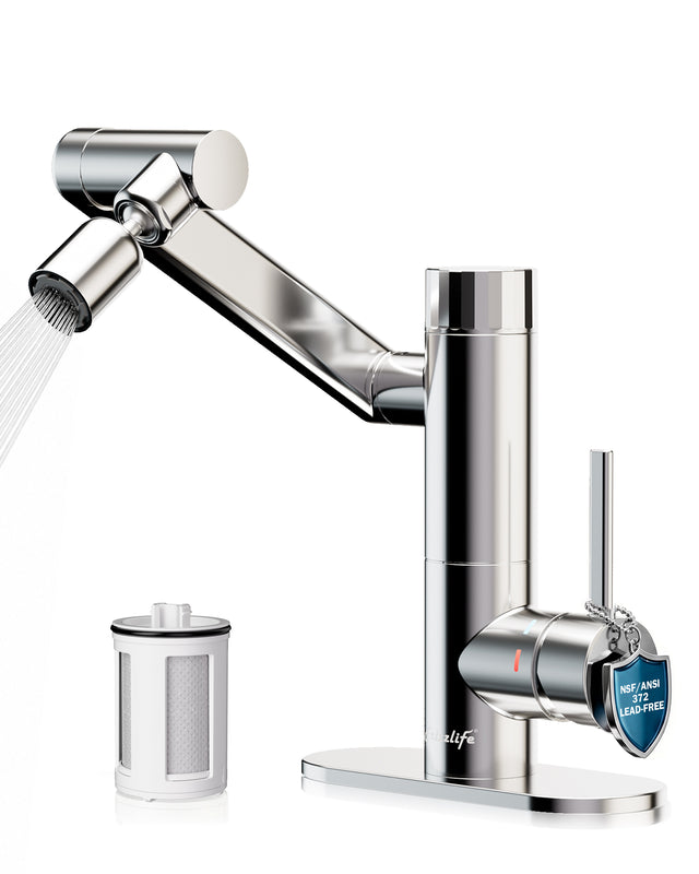 Frizzlife MF1080-S Series Bathroom & Kitchen Faucet with Water Filter, Polished Chrome, 360° Swivel Aerator