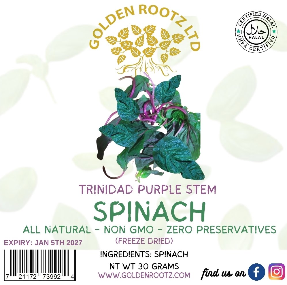 (2 PACKS) TRINIDAD  PURPLE STEM SPINACH (FREEZE DRIED)