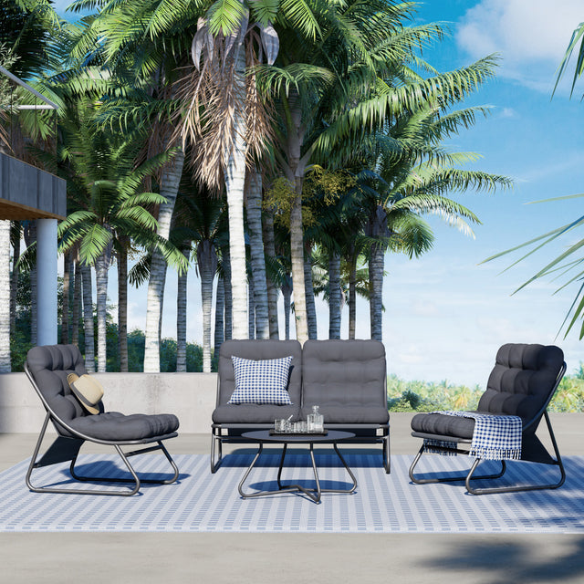 4-Seat Conversation Sofa Set with Removable Cushion