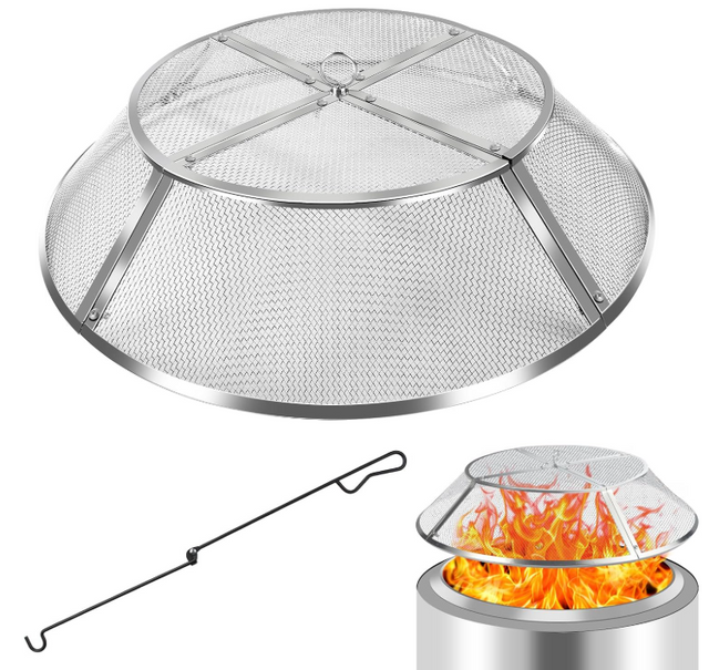 Fire Pit Spark Screen for Solo Stove Ranger Accessories, 15 Inch Range Shield 304 Stainless Steel Detachable Mesh Protector with Removal Tools
