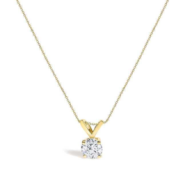 14K Gold Lab Grown Diamond Round Solitaire Pendant Necklace