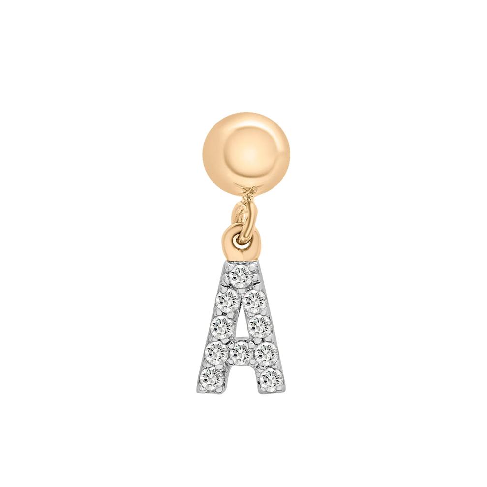 Diamond Accent A Initial Bead Charm in Vermeil