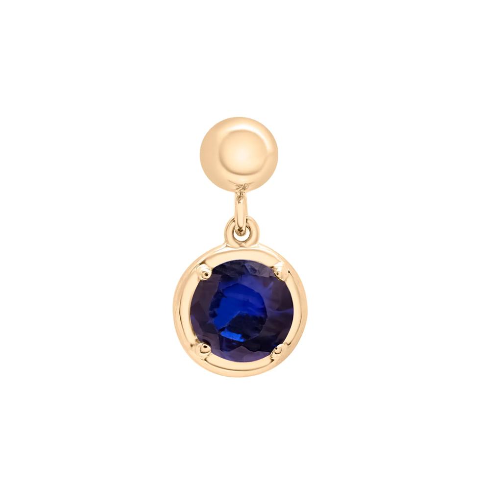 Lab-Created Blue Sapphire Birthstone Bead Charm in Vermeil