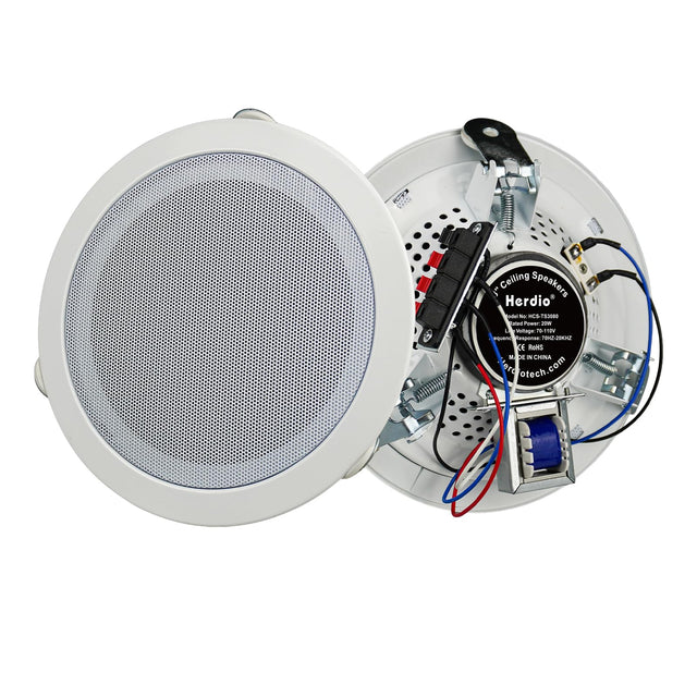 Herdio 8" 70V Commercial Ceiling Speakers | White 2-Pack