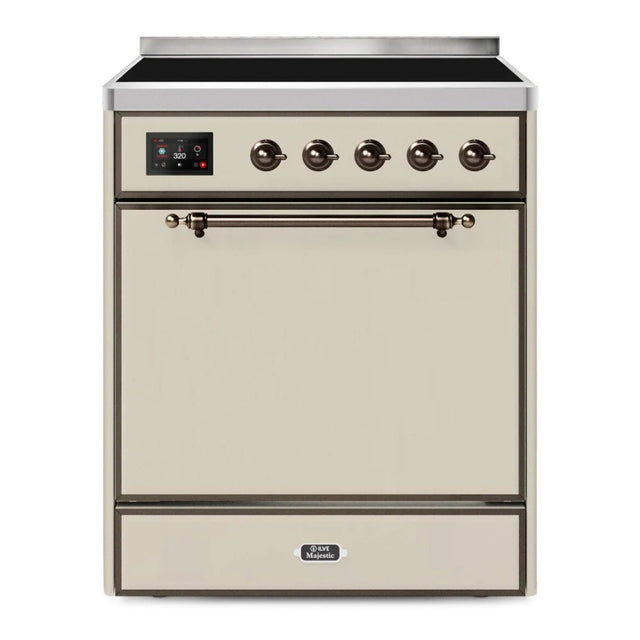 ILVE UMI30QNE3AWB Majestic II 30 inch Induction Range with 4 Elements, 4 cu. ft. Oven Capacity (Solid Door, Antique White, Burnished)