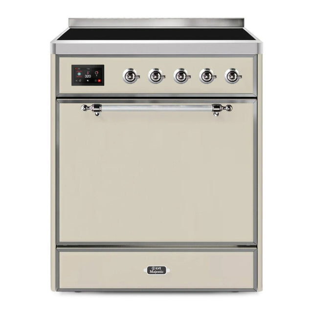 ILVE UMI30QNE3AWC Majestic II 30 inch Induction Range with 4 Elements, 4 cu. ft. Oven Capacity (Solid Door, Antique White, Chrome)