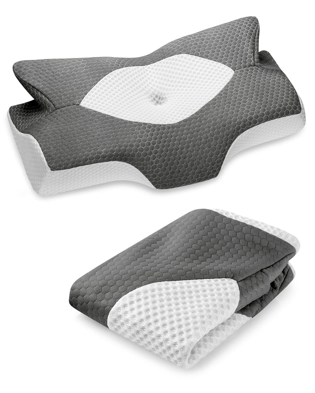 Elviros Cervical Memory Foam Pillowcase (No Filler) (Dark Grey)