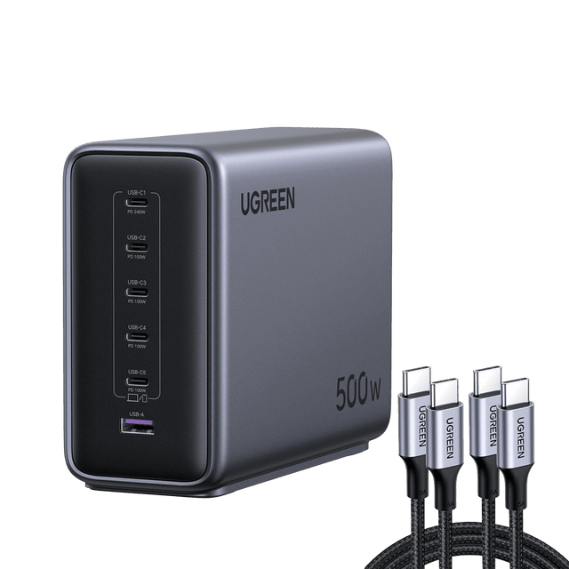 UGREEN 500W Charger + 100W USB-C Cable 2-Pack