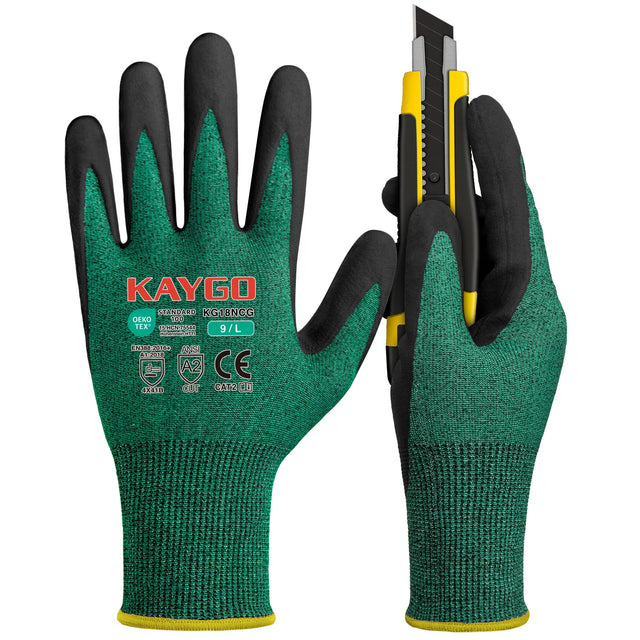 KG18NC Cut Resistant Work Gloves HPPE Fiberglass Nylon Liner with Nitrile Coating