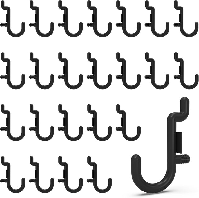 HUHOLE Pegboard Plastic J-Hooks 100pc, Black