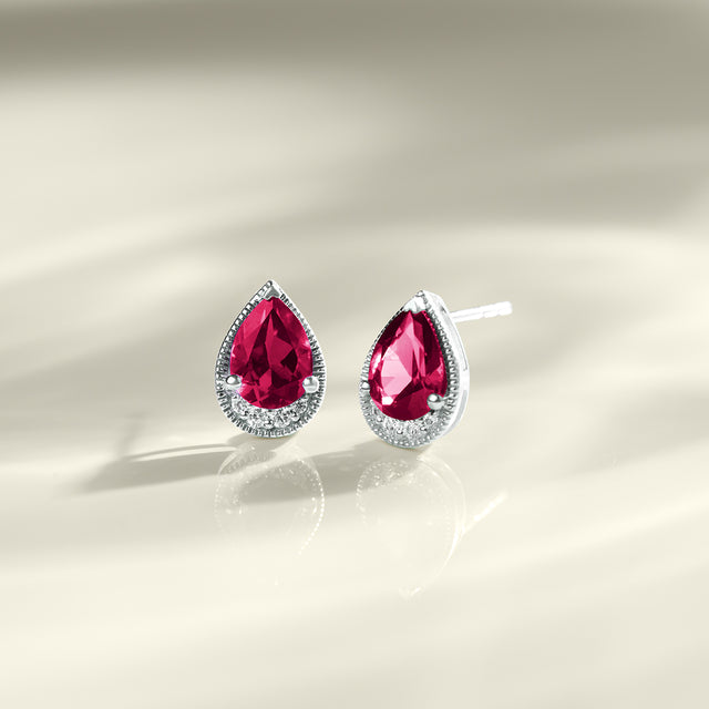 Pear Gemstone & Diamond Studs