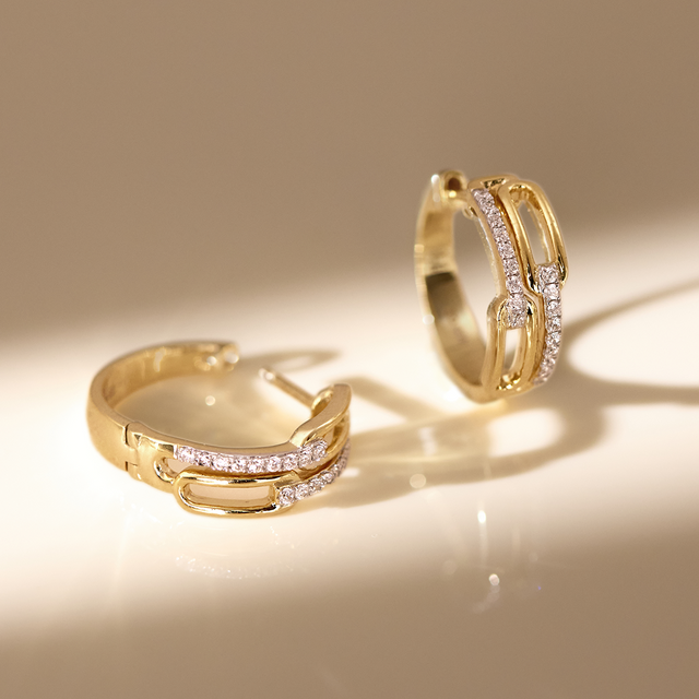 Twin Paperclip Diamond Hoops
