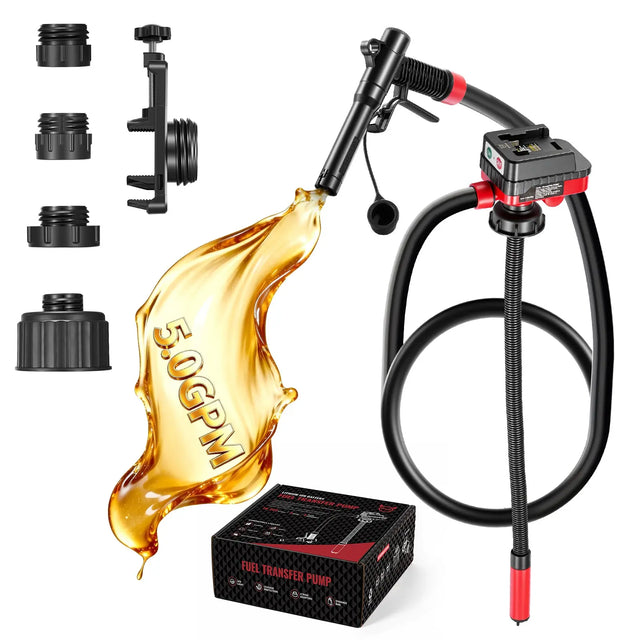 EVIL ENERGY Cordless Fuel Transfer Pump 5 GPM, 51" Hose, Auto-Stop Nozzle