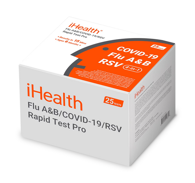 iHealth Flu A & B/COVID-19/RSV Rapid Test Pro (25 tests per kit, For professional use)