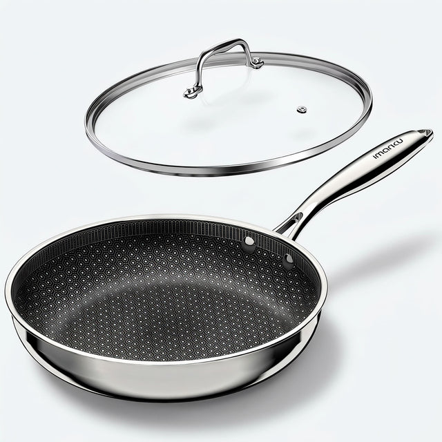 Non Stick Frying Pan with Lid Ceramic Coated Skillet Induction Oven Safe